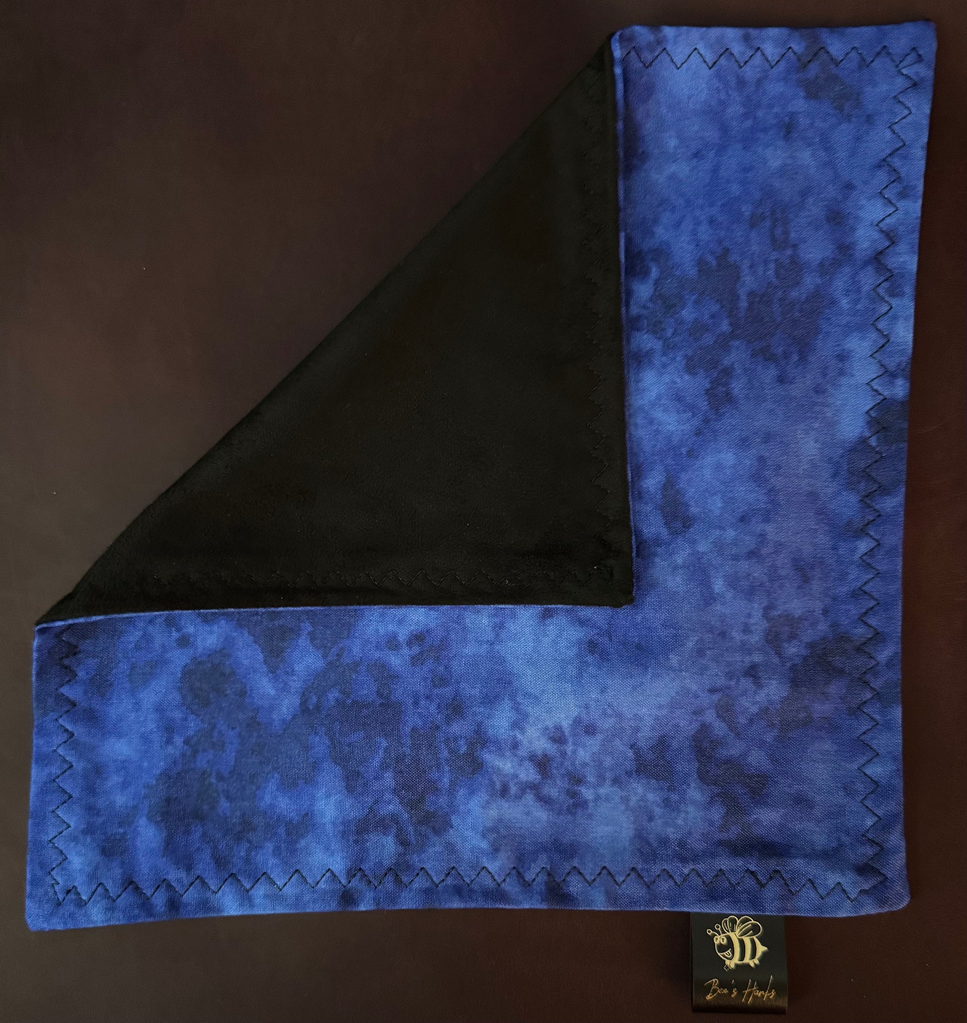 Acid washed blue cotton/microsuede edc hank with glow thread