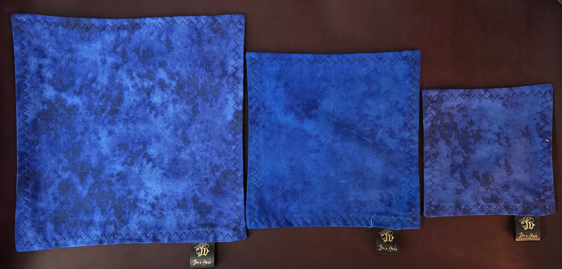 Acid washed blue cotton/microsuede edc hank with glow thread