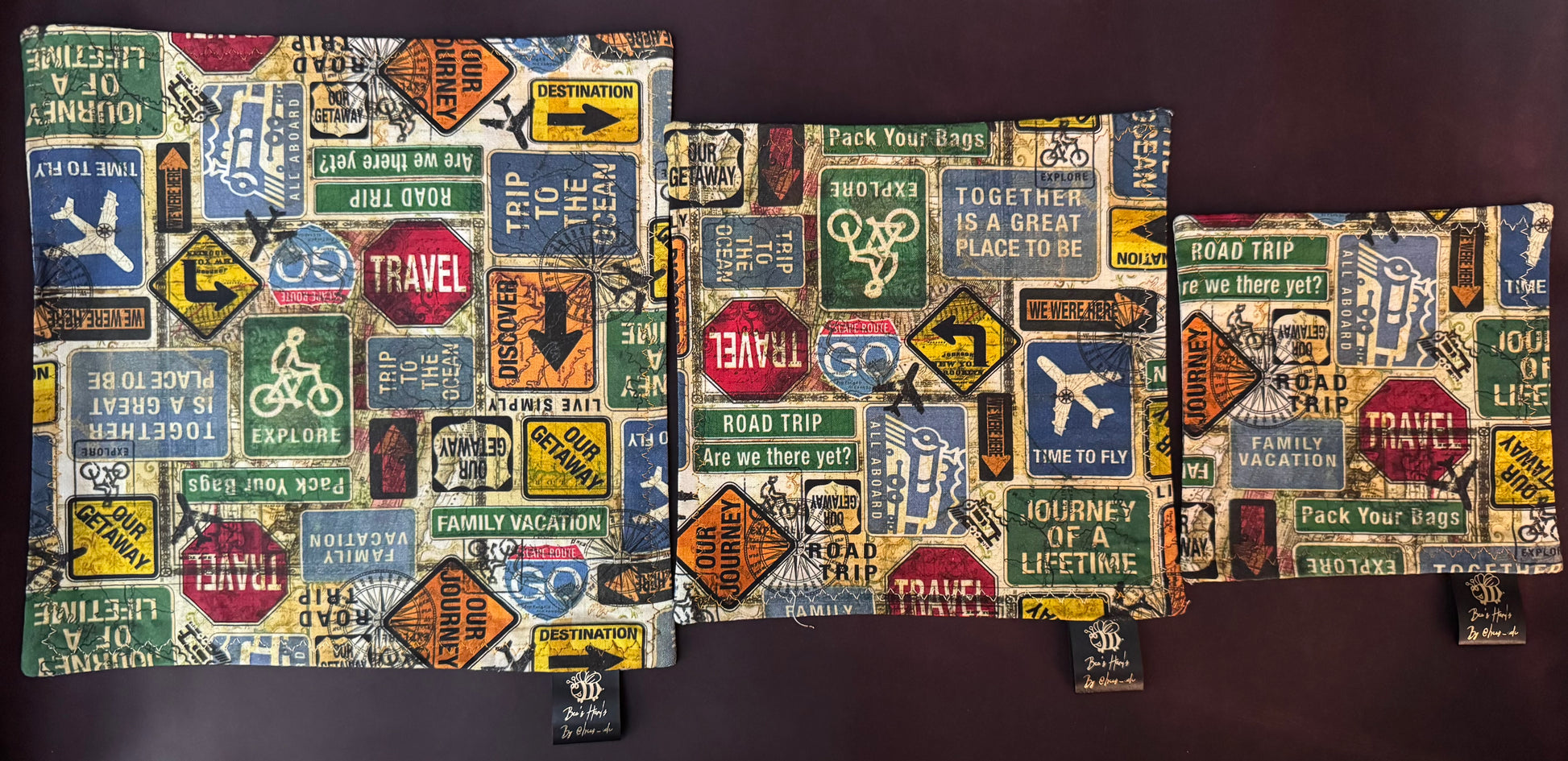 Travel signage cotton/microsuede edc Hank