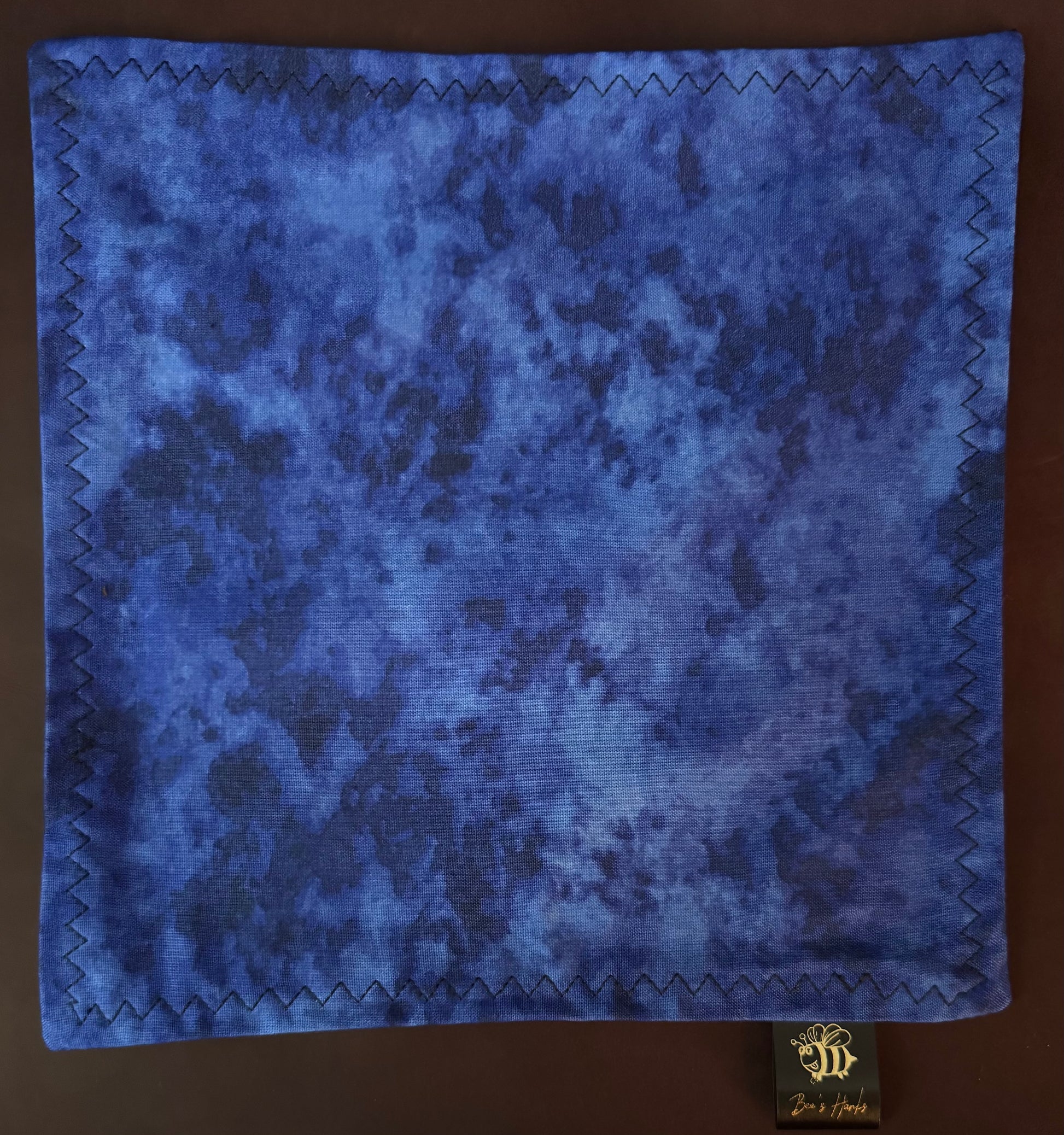 Acid washed blue cotton/microsuede edc hank with glow thread