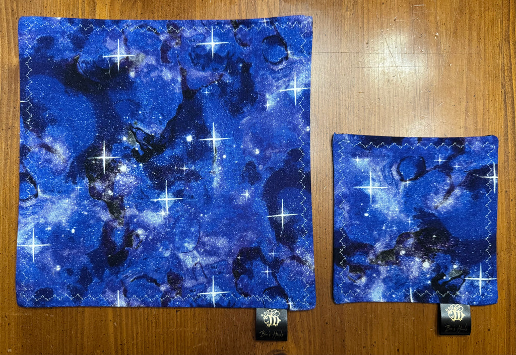 V2 Blue/purple galaxy cotton/microfiber edc hank with glow thread