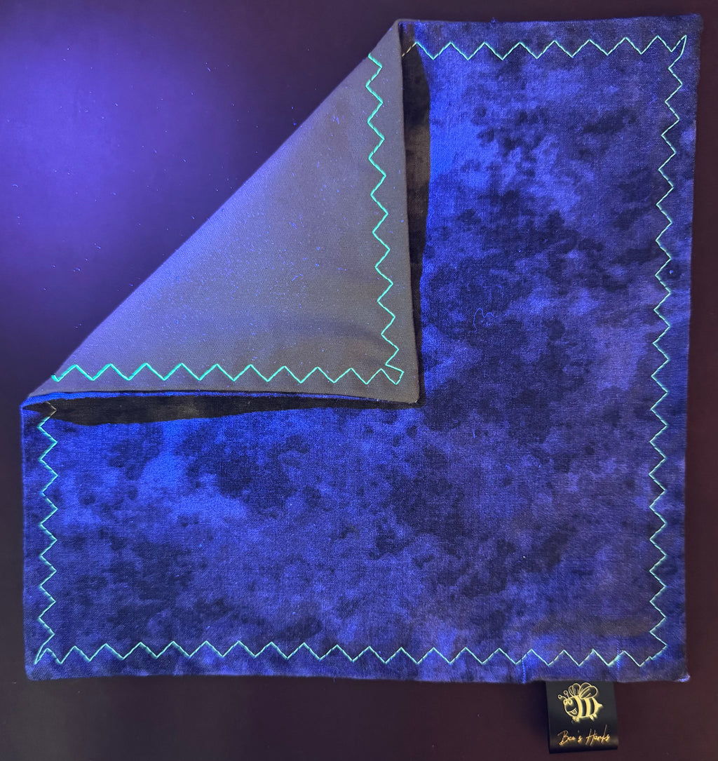 Acid washed black cotton/micrsuede edc hank with glow thread