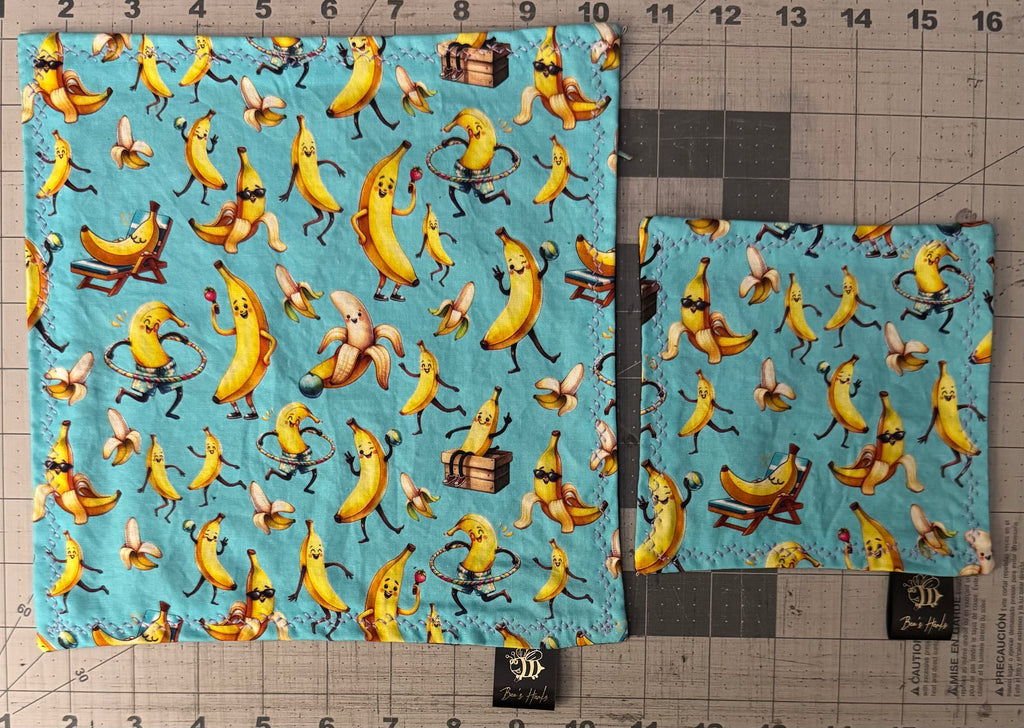 Banana vibes edc hank with microsuede backing and glow thread