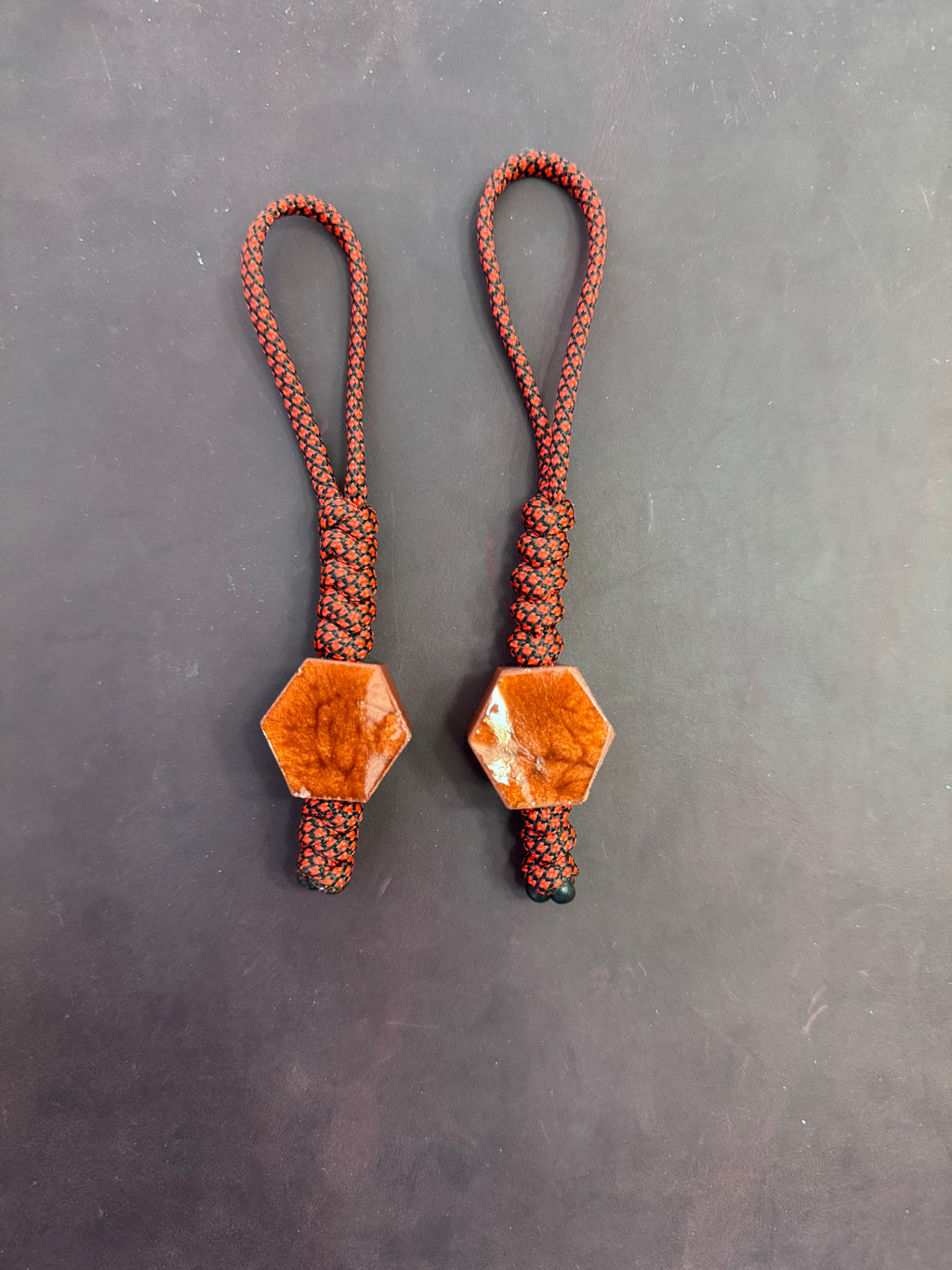 Blue and copper hexagon bead lanyard