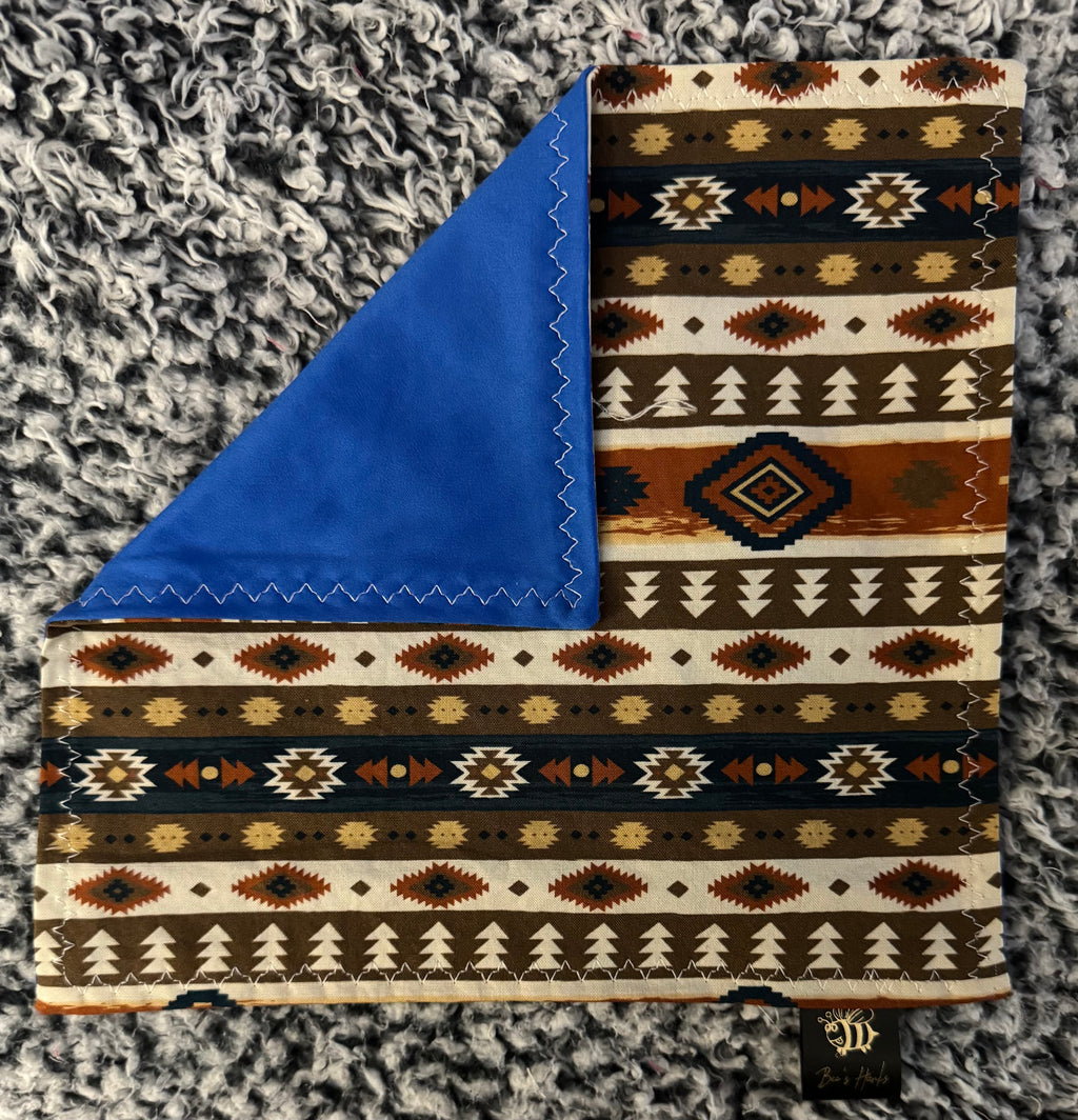 Geometric tribal cotton/ microfiber edc hank with glow thread