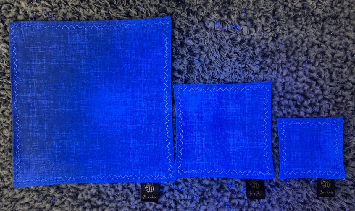 Acid brushed blue cotton/microfiber edc hank with glow thread