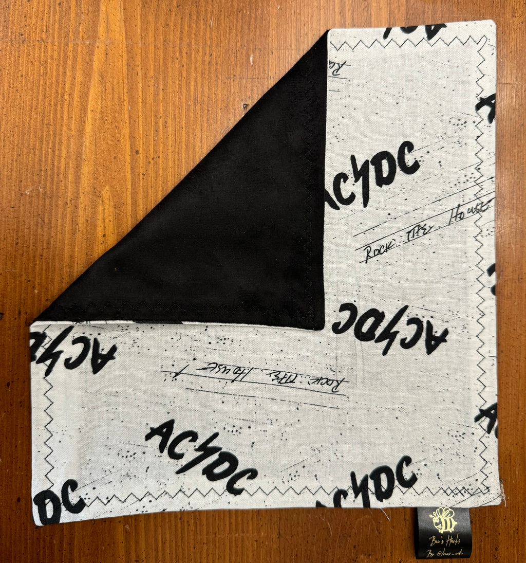 AC/DC edc hank with black microsuede or cotton flannel backing