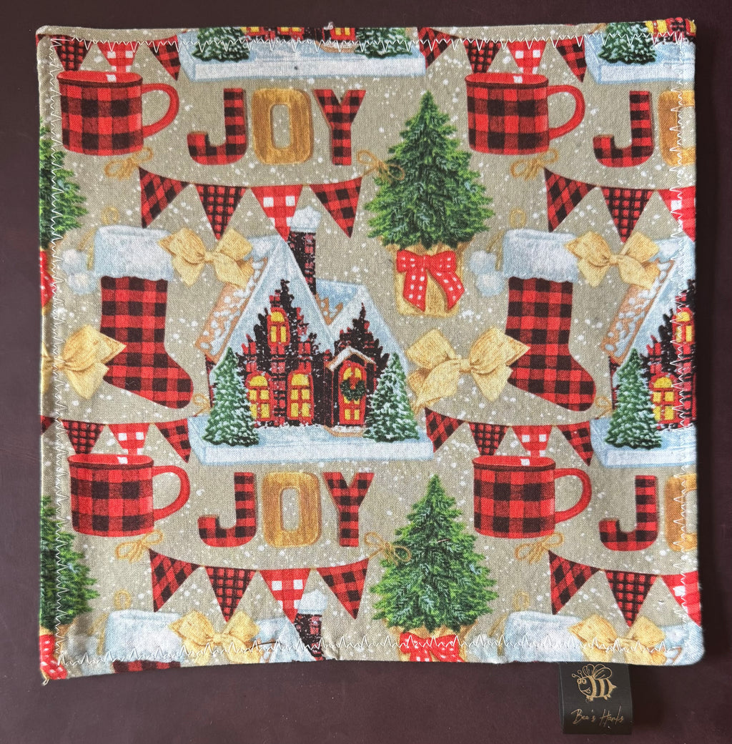 Holiday joy edc Hank with brown microsuede backing