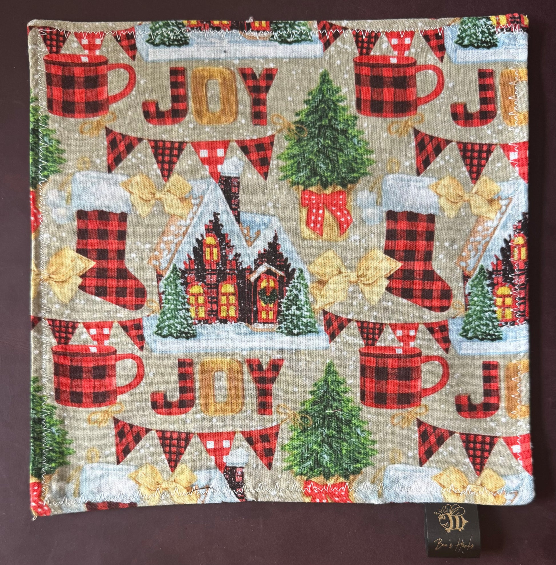 Holiday joy edc Hank with brown microsuede backing