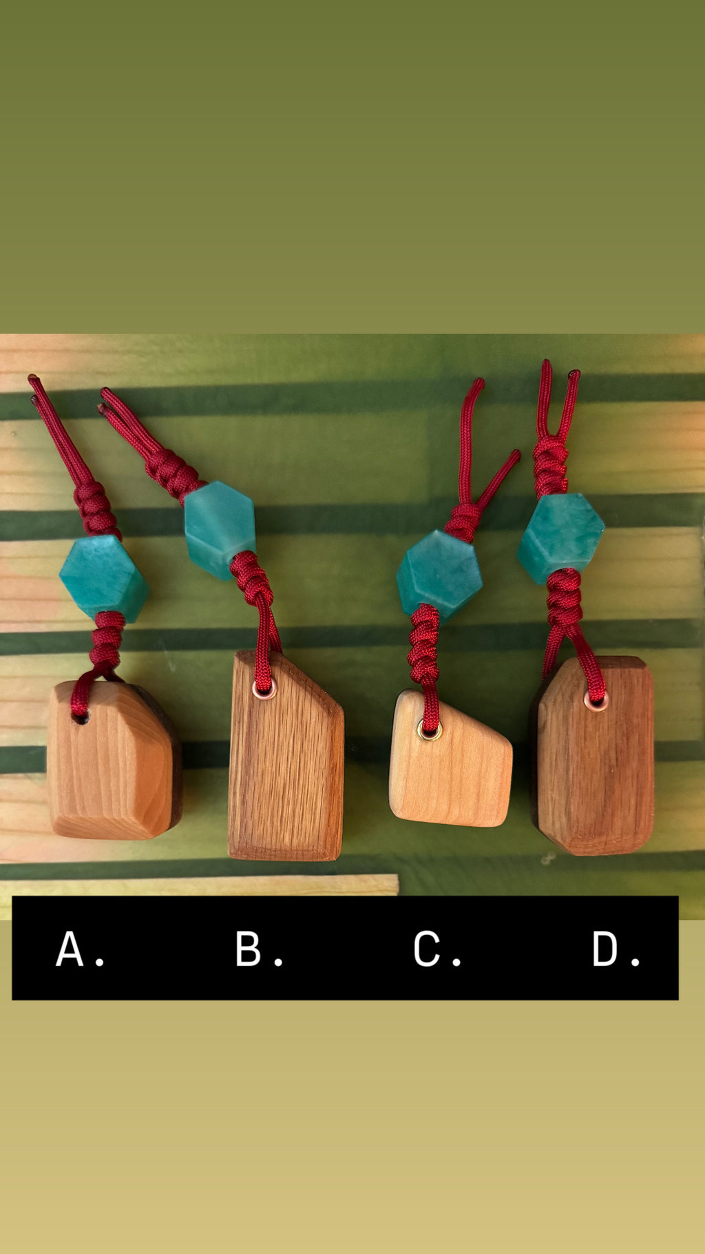 Maple or Red oak and fabric/resin composite worry stone with lanyard