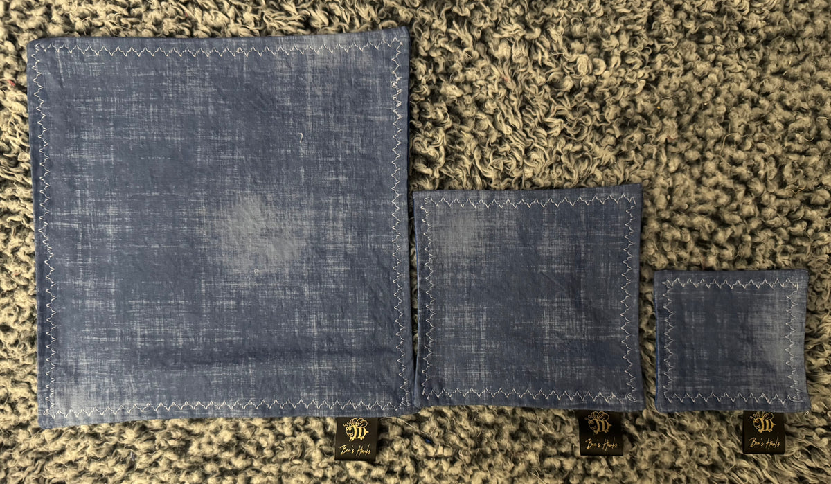Acid brushed blue cotton/microfiber edc hank with glow thread