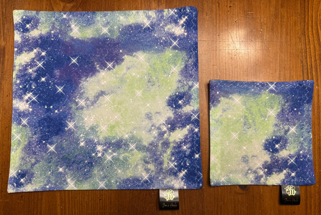 V2 Cotton candy galaxy cotton/microfiber edc hank with glow thread