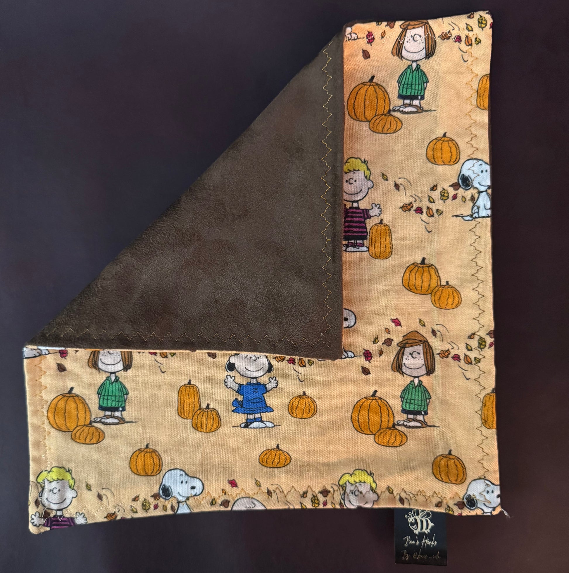 P3anuts pumpkin patch edc hank with microsuede backing.