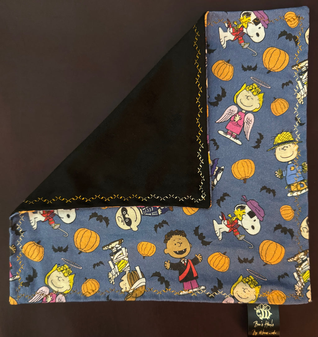 P3anuts Halloween   edc hank with microsuede backing.