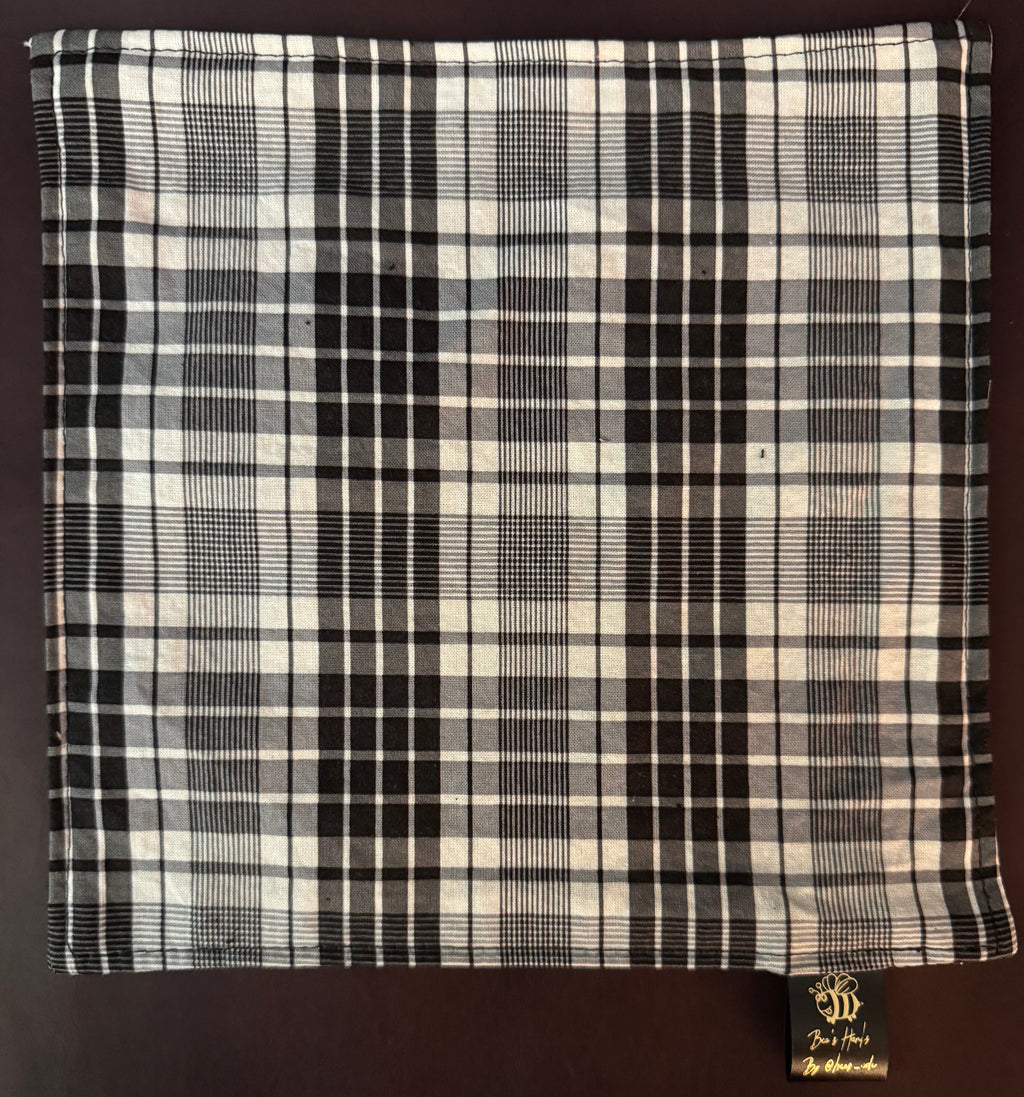 Black and gray plaid v2 edc hank with black microsuede backing