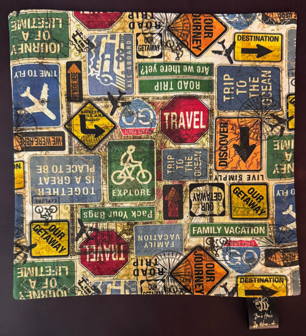 Travel signage cotton/microsuede edc Hank