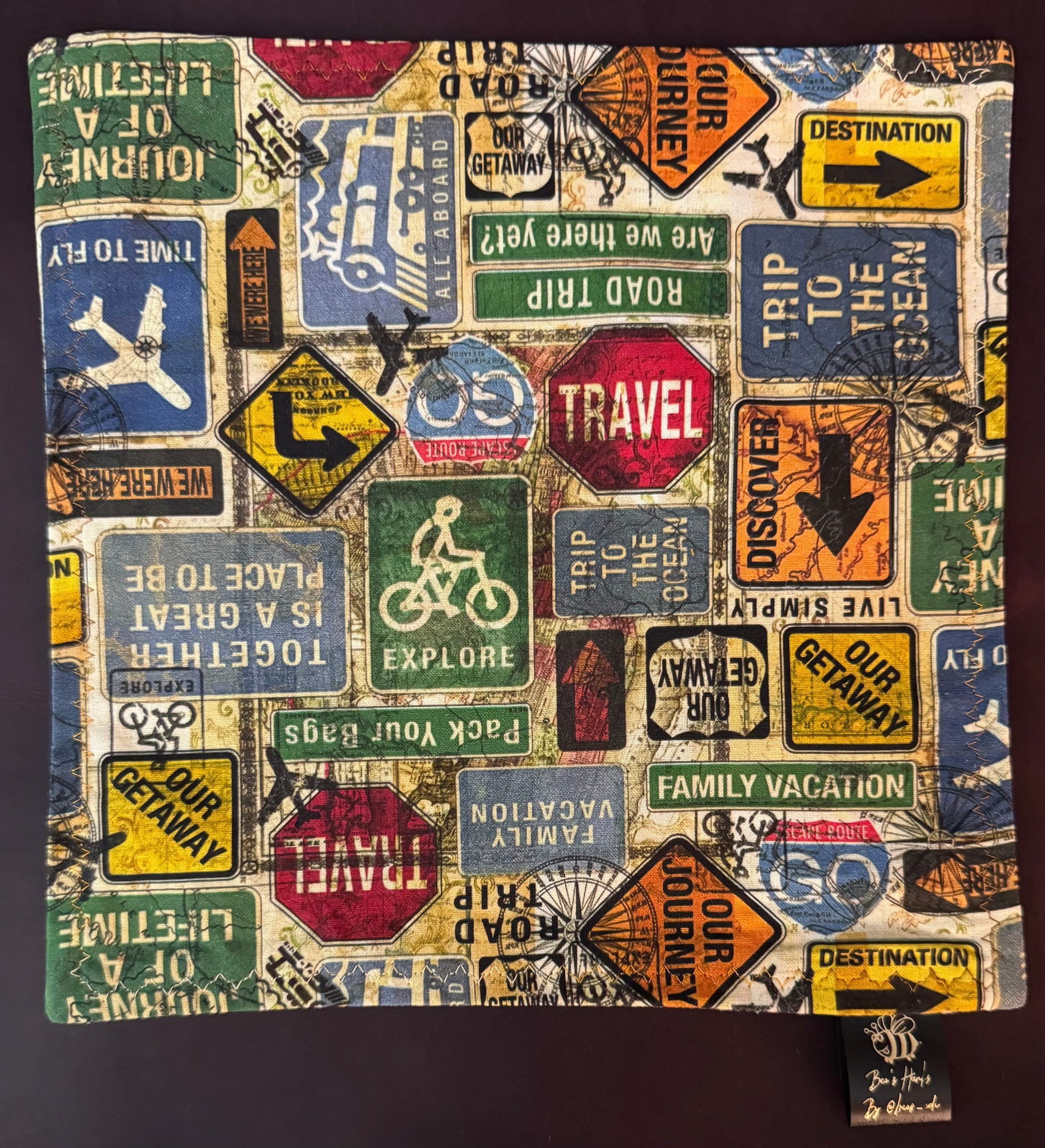 Travel signage cotton/microsuede edc Hank
