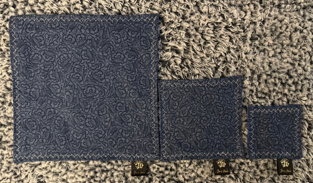 Blue floral cotton/microfiber edc hank with glow thread (Copy)