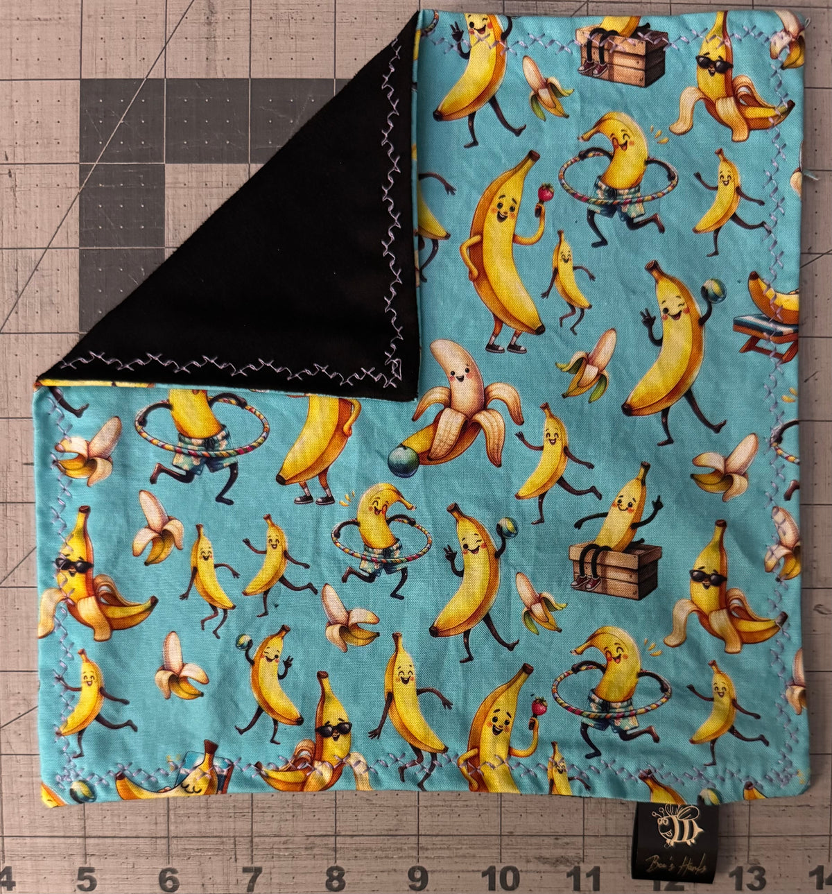 Banana vibes edc hank with microsuede backing and glow thread