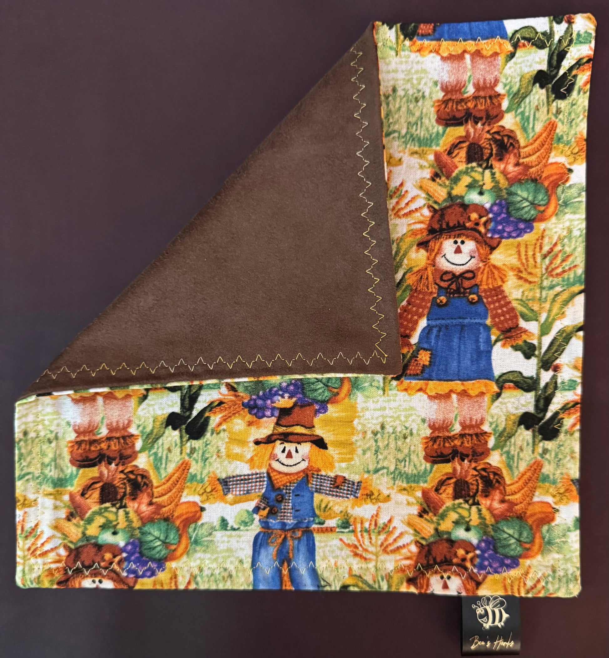 Scarecrow cotton edc hank with brown  microsuede backing