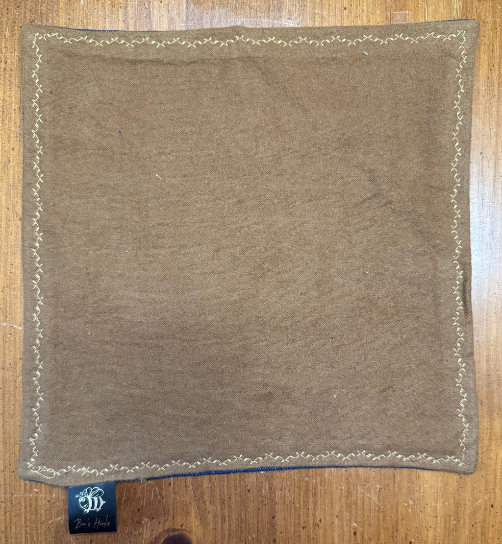 Upcycled blue cotton Denim & Brown cotton flannel edc hank.