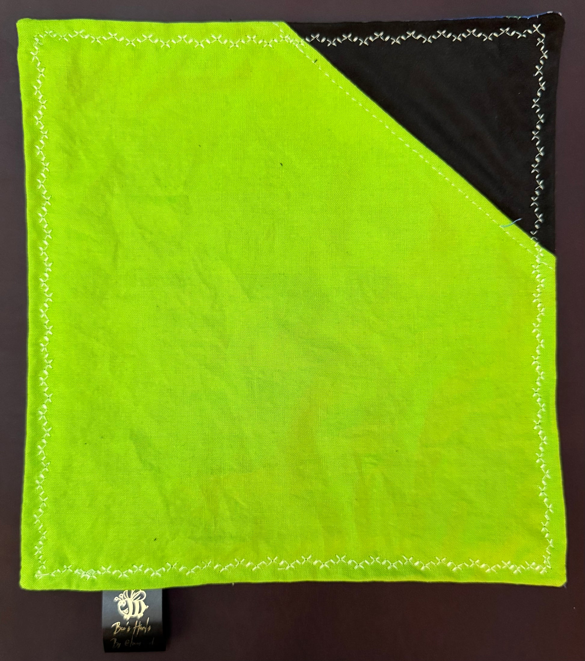 R&M with green cotton / black microfiber backing edc hank with glow thread.