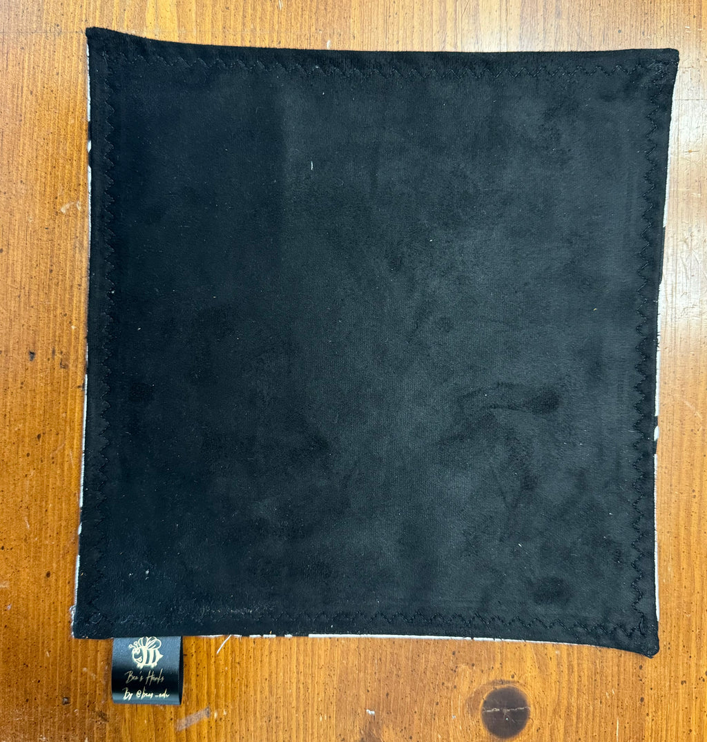 AC/DC edc hank with black microsuede or cotton flannel backing