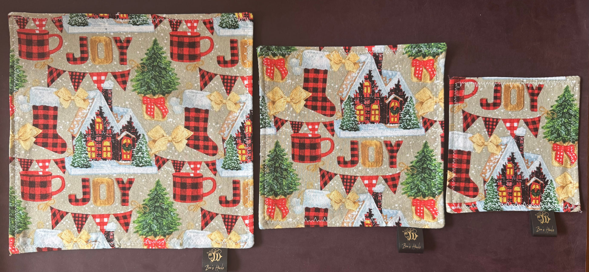 Holiday joy edc Hank with brown microsuede backing