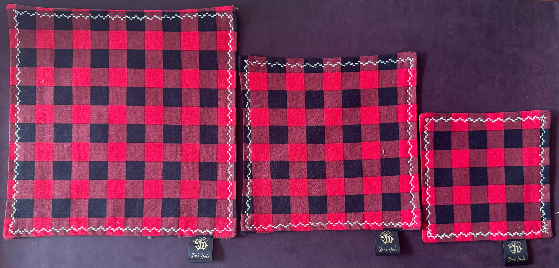 Black and Red checkered edc hank with black microsuede backing