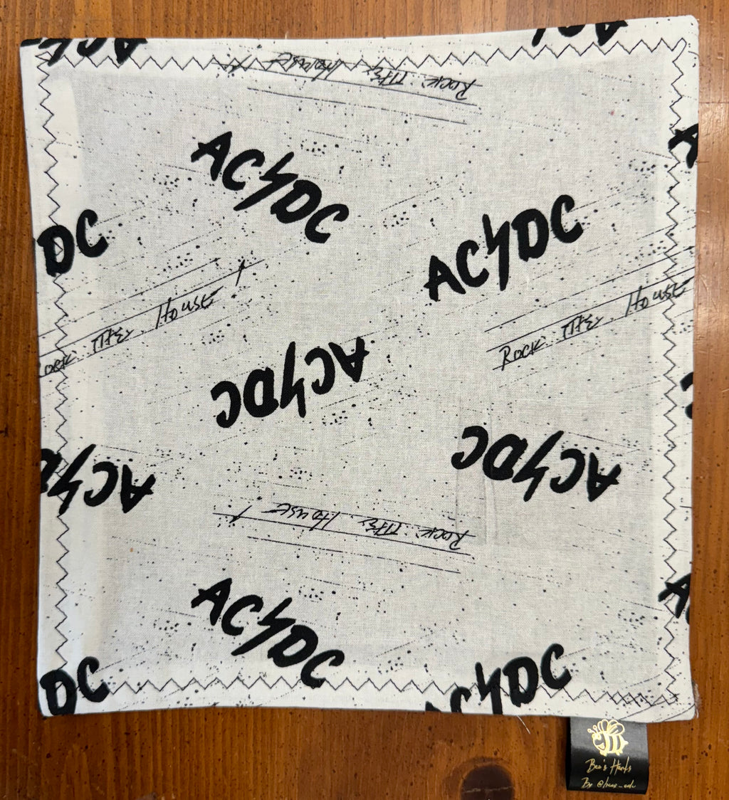 AC/DC edc hank with black microsuede or cotton flannel backing