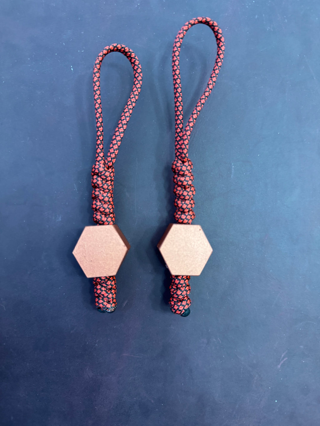 Blue and copper hexagon bead lanyard