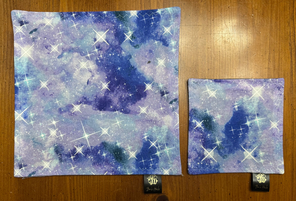 V3 Blue/purple galaxy cotton/microfiber edc hank with glow thread