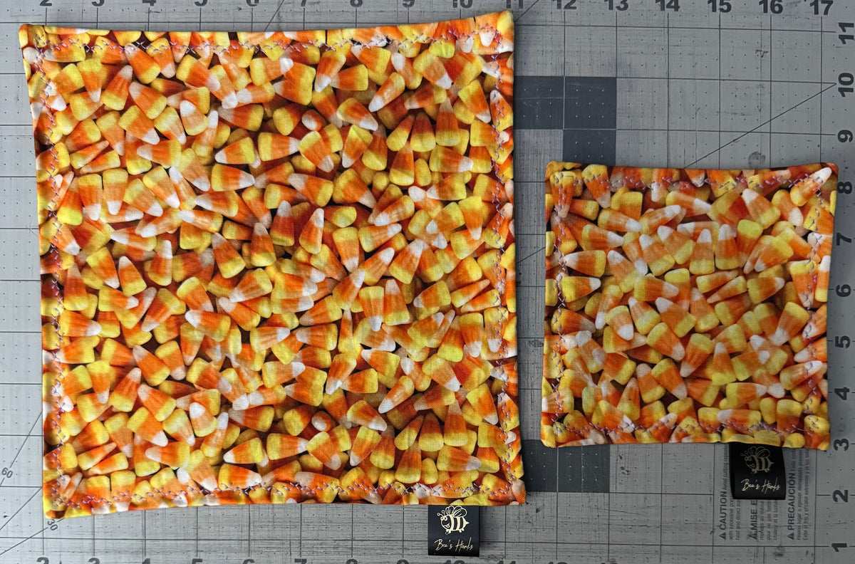 Realistic candy corn edc hank with microsuede backing and glow thread