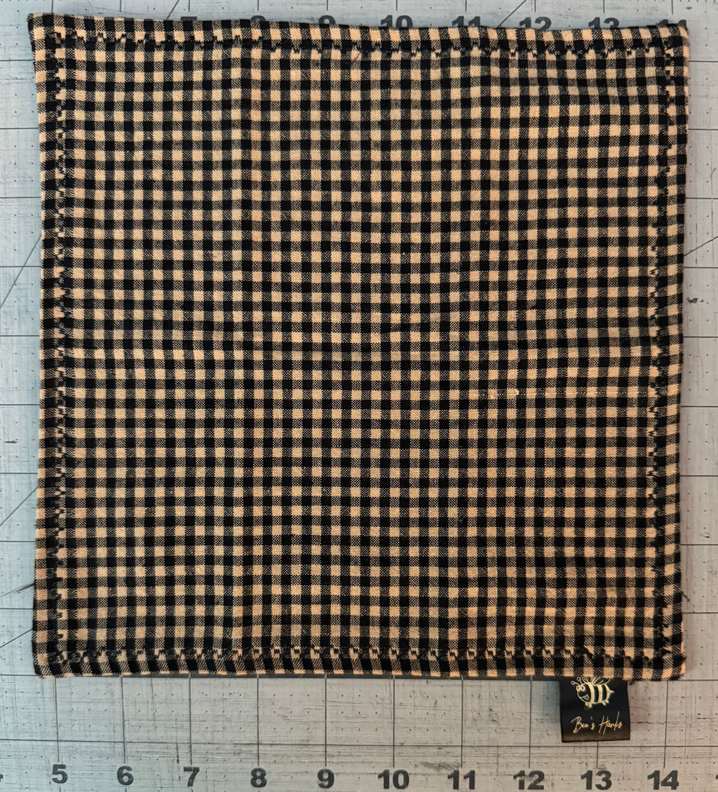 Black and tan checkered edc hank with black microsuede backing