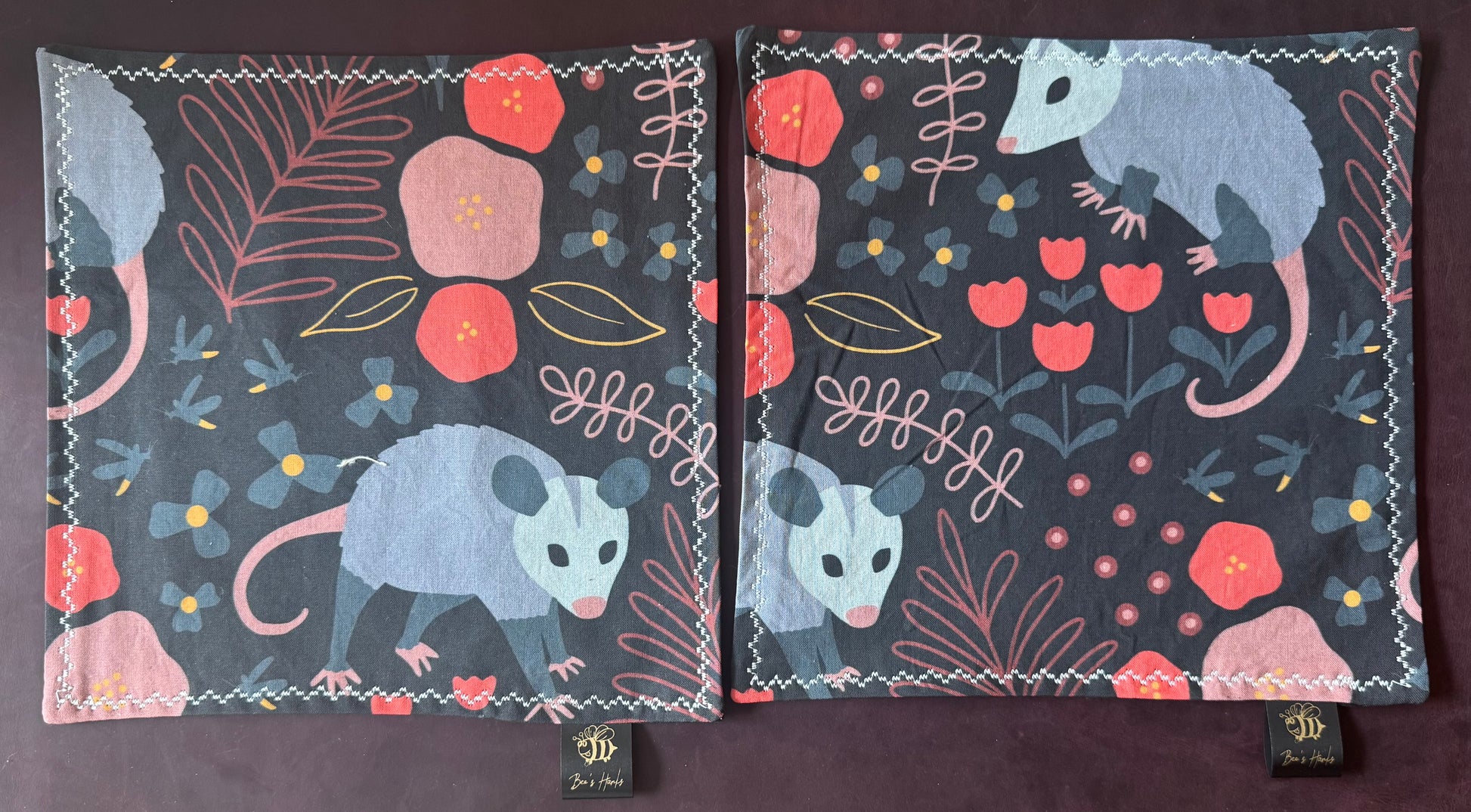 Opossum edc hank with black microsuede backing