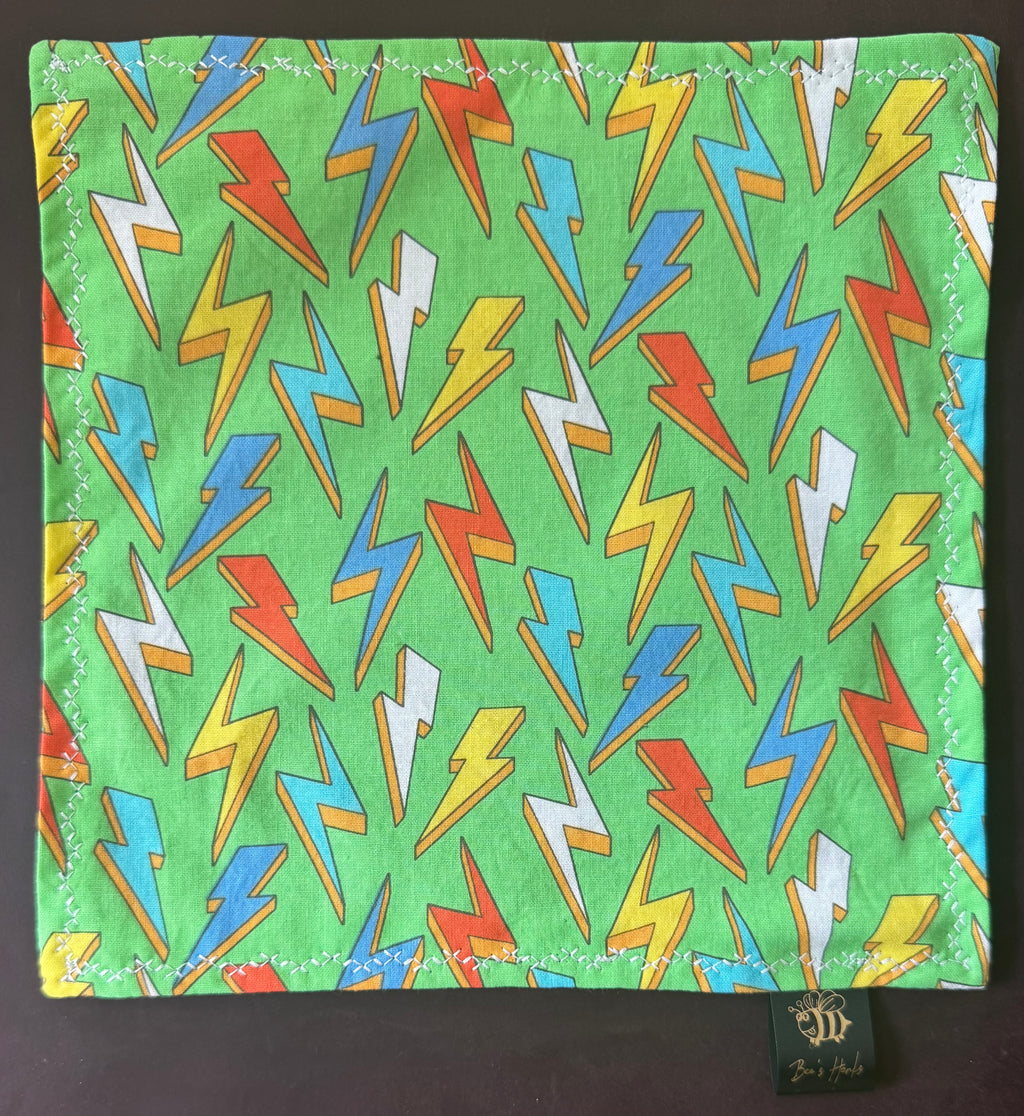 Electrified green cotton edc hank with microsuede backing