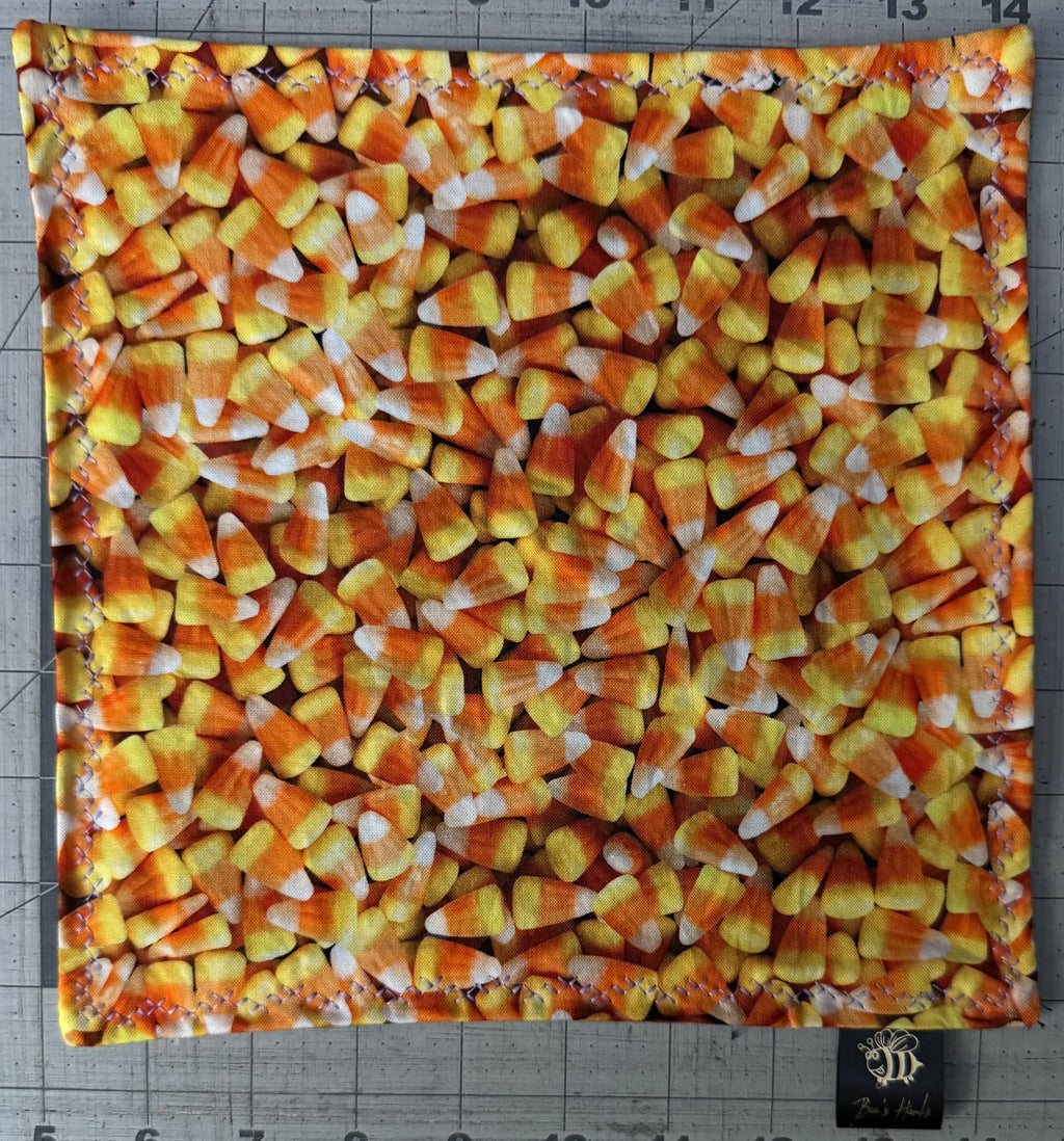 Realistic candy corn edc hank with microsuede backing and glow thread