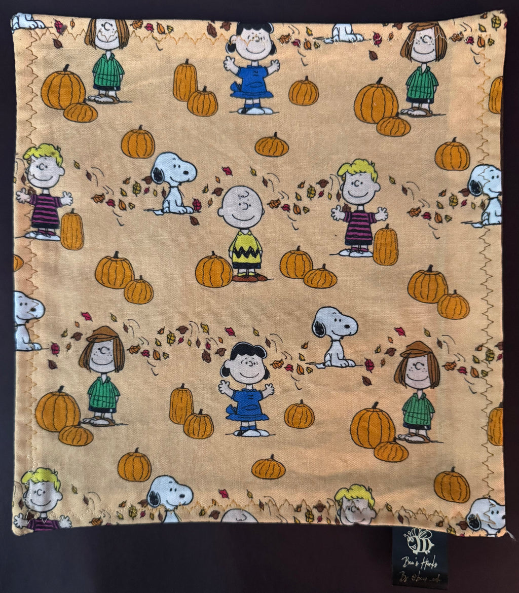 P3anuts pumpkin patch edc hank with microsuede backing.