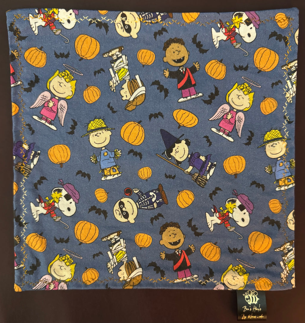 P3anuts Halloween   edc hank with microsuede backing.