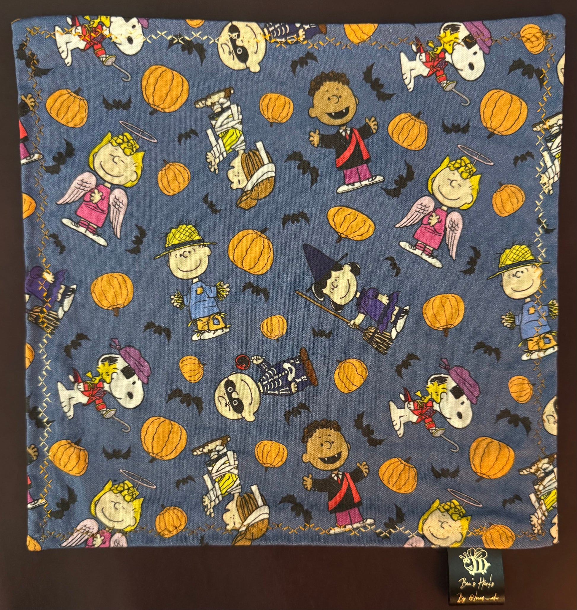 P3anuts Halloween   edc hank with microsuede backing.