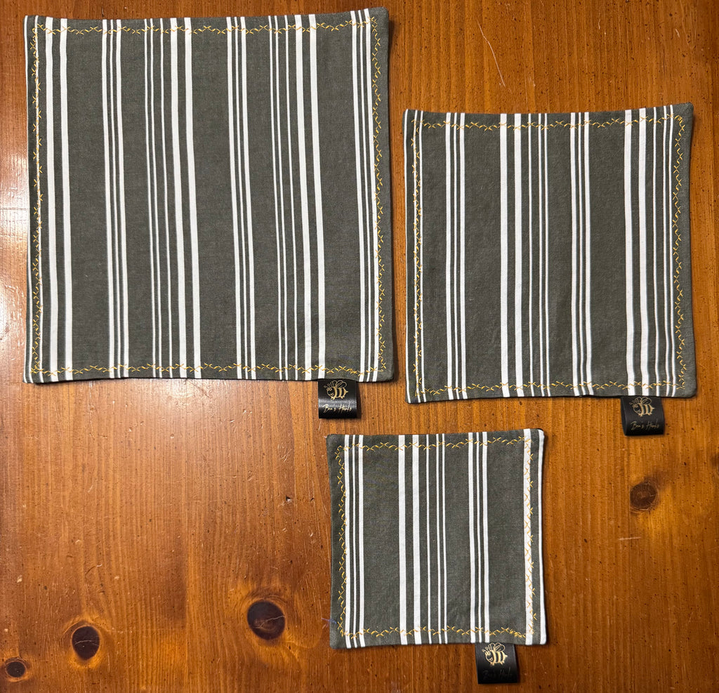 LB green and white striped denim/microsuede edc Hank