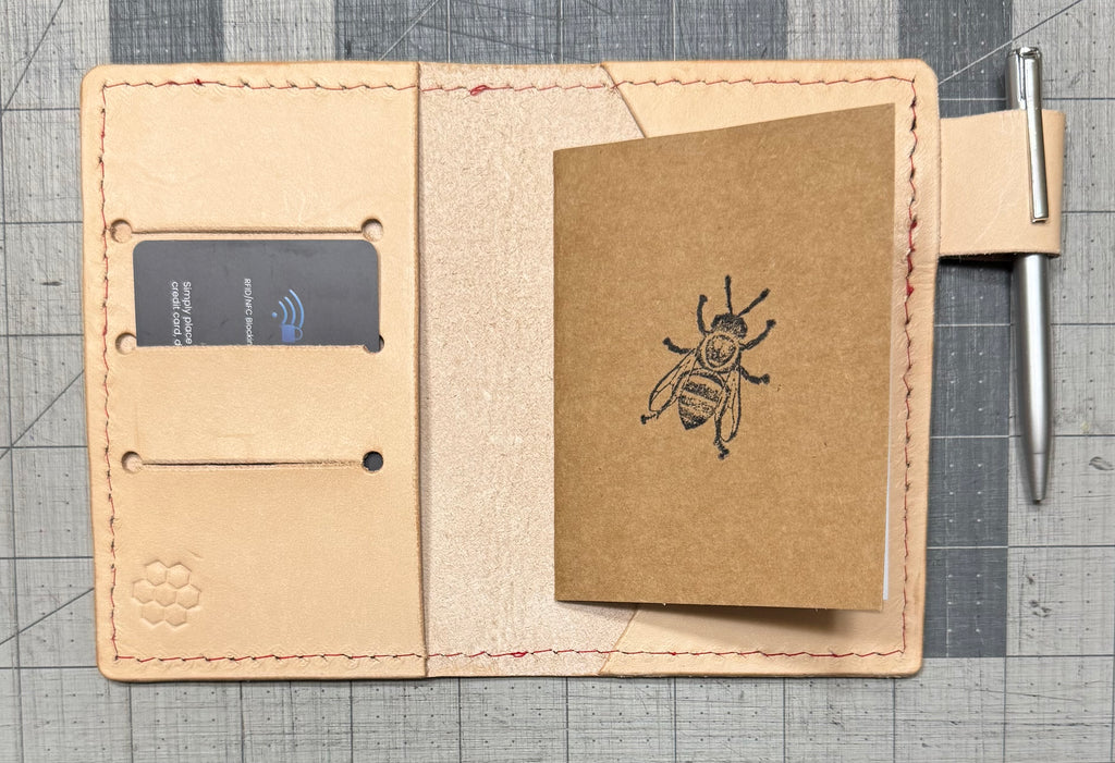 Leather notebook cover/wallet with external pen loop (multiple options available)