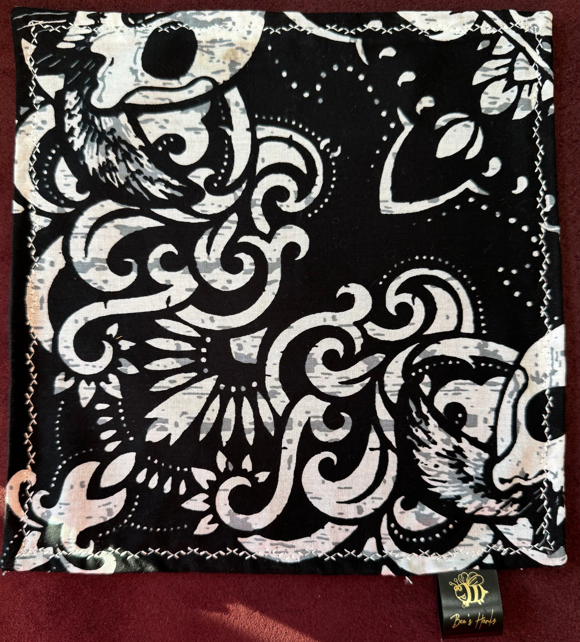 Bandanna skulls edc hank with black microsuede backing