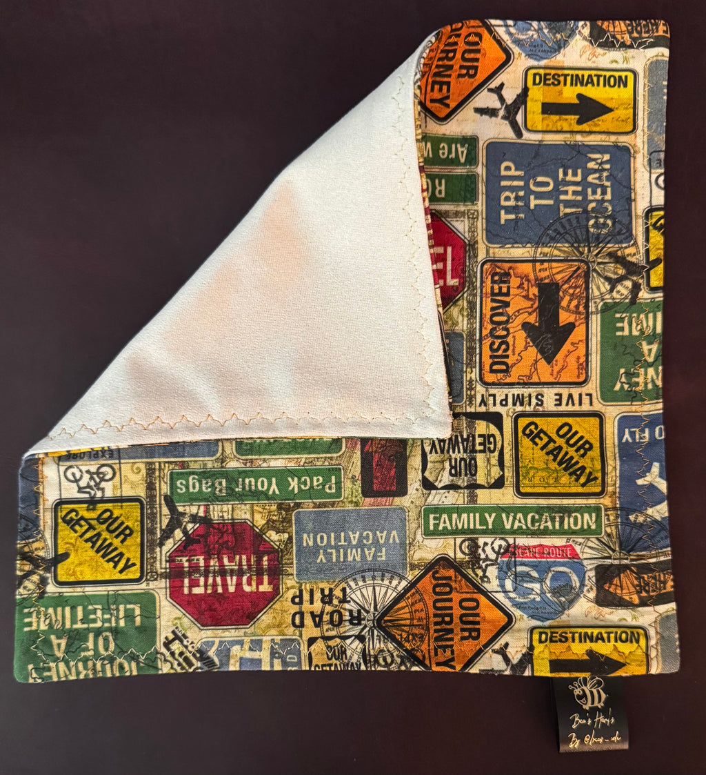 Travel signage cotton/microsuede edc Hank