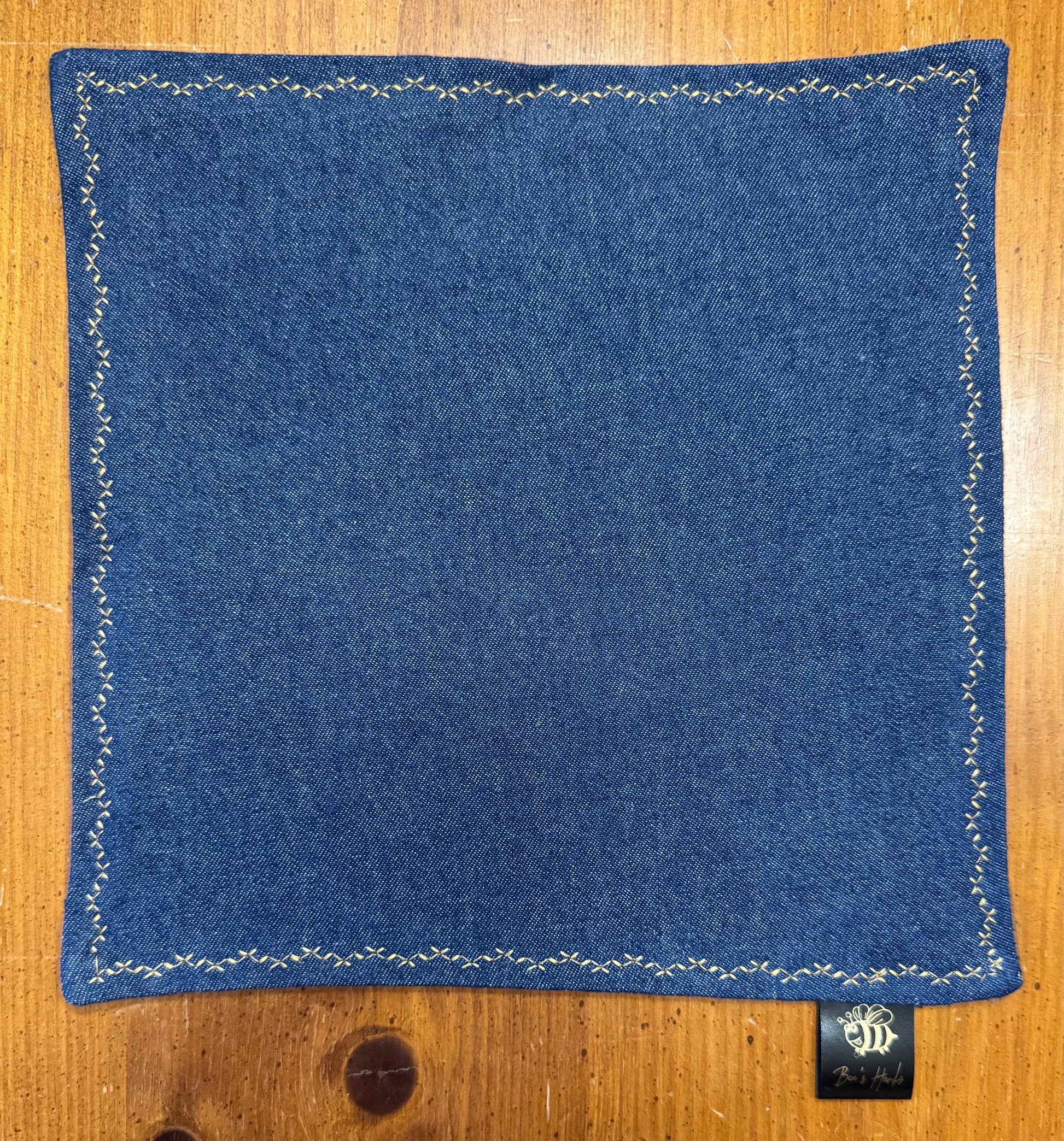 Upcycled blue cotton Denim & Brown cotton flannel edc hank.