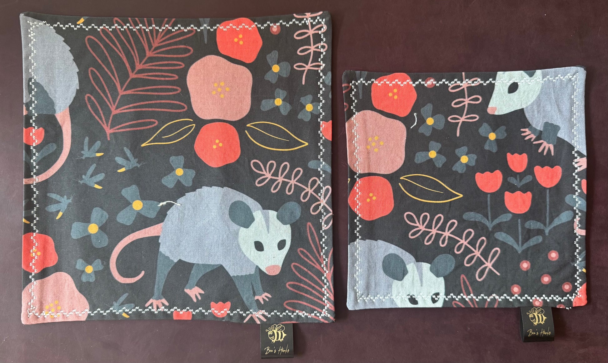 Opossum edc hank with black microsuede backing