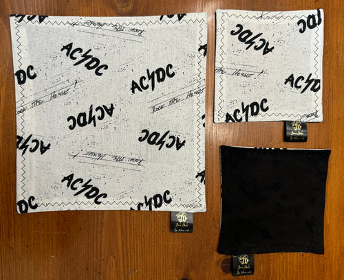 AC/DC edc hank with black microsuede or cotton flannel backing
