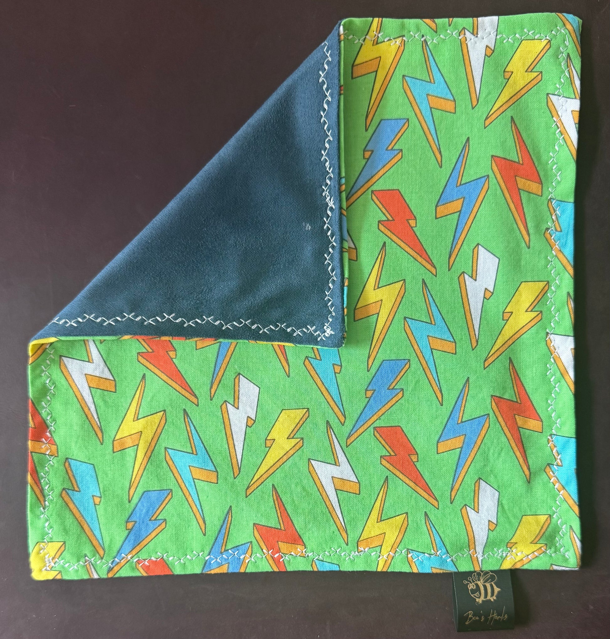 Electrified green cotton edc hank with microsuede backing