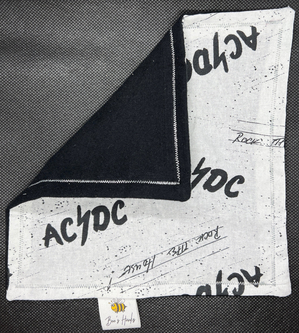 AC/DC edc hank with black microsuede or cotton flannel backing