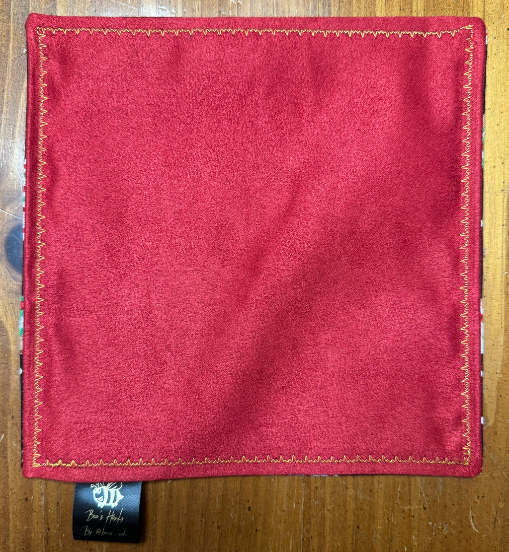 Christmas tree cake v2 edc hank with red microsuede backing